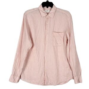Uniqlo Linen Shirt Men’s S Salmon Pink S Button Down Preppy Blokecore Collegiate
